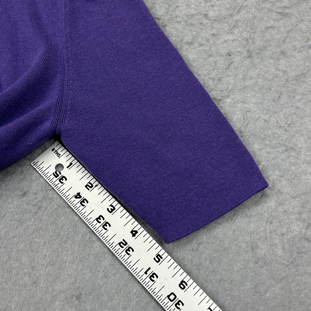 Akris Punto Cardigan Women's 10 Purple Cashmere Silk Button Short Sleeve Sweater - Picture 6 of 11